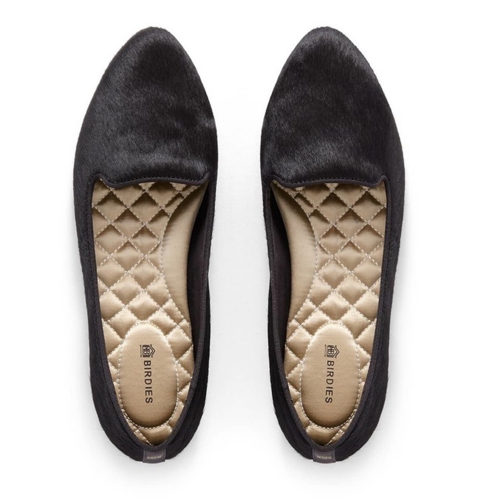 Birdies Black Calf Hair Blackbird loafer flats 8